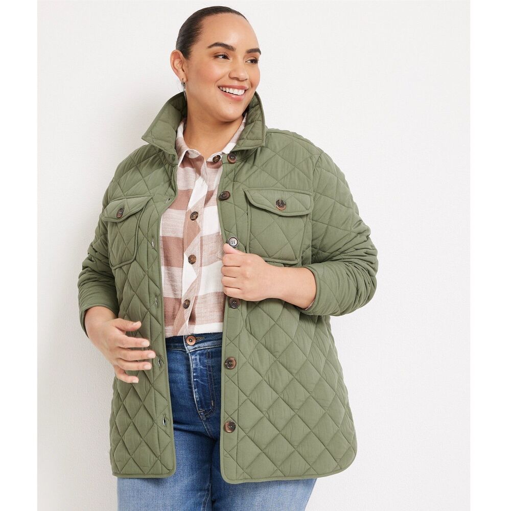 Maurices Plus Size Olive Quilted Jacket 0X
